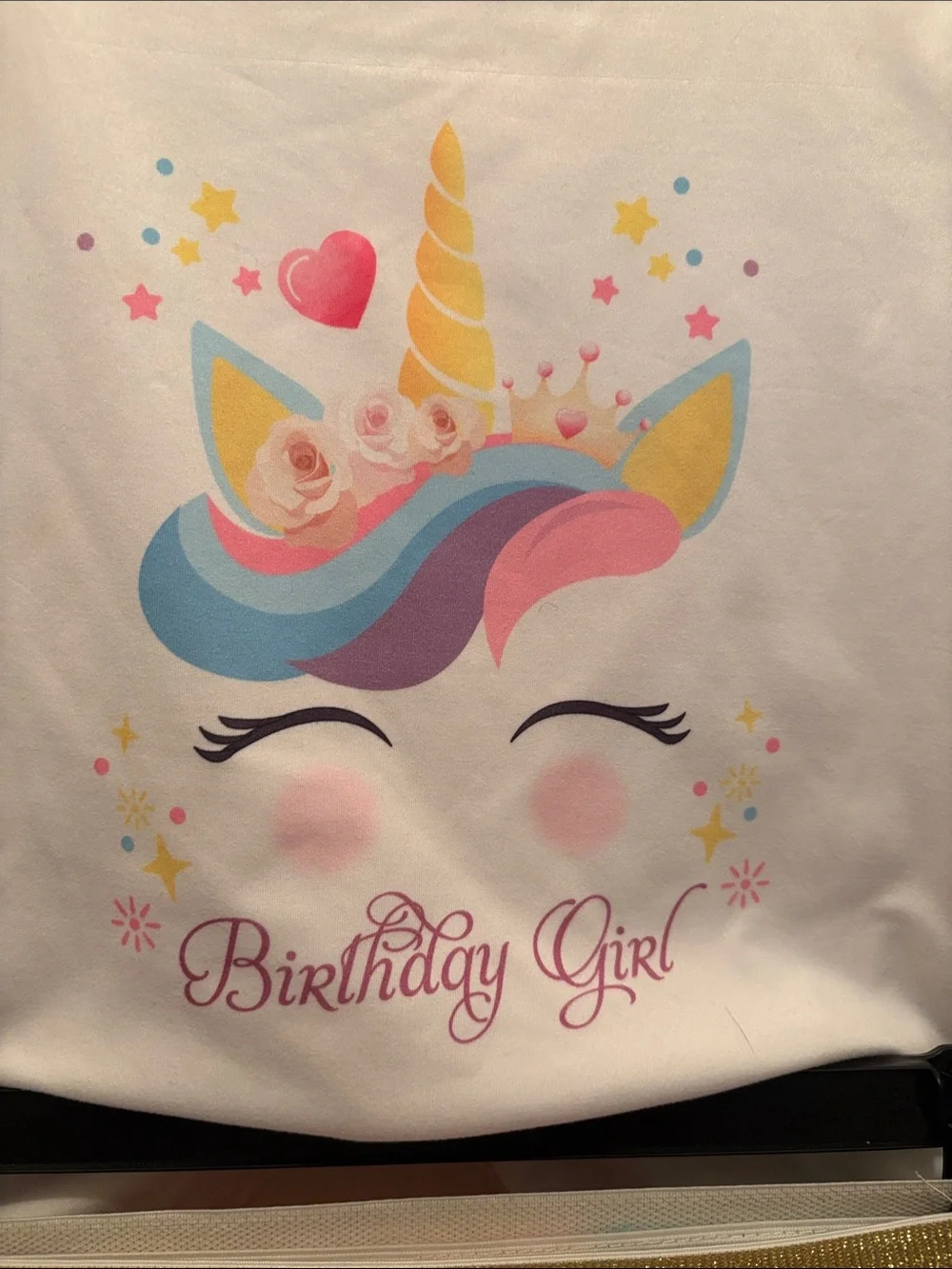 Birthday Girl Unicorn Tulle Skirt Set - White Top with Pastel Rainbow Skirt